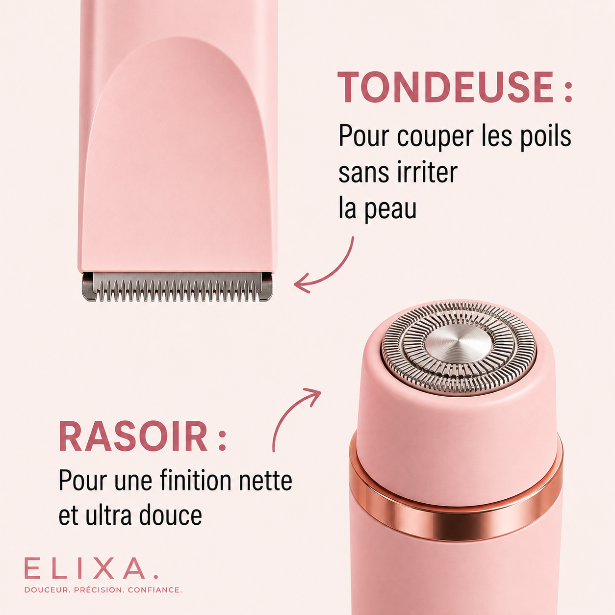 ÉPILATEUR 2 EN 1 POUR LE BIKINI ET LE CORPS ELIXA